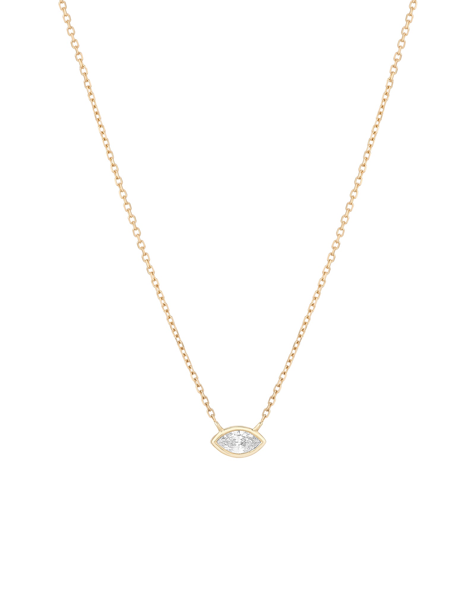 Stacking Marquise  Necklace 14k Yellow Gold, Diamond