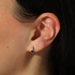 Adina Reyter-Sapphire + Diamond Trio Huggie Hoops-Earrings-Blue Ruby Jewellery-Vancouver Canada