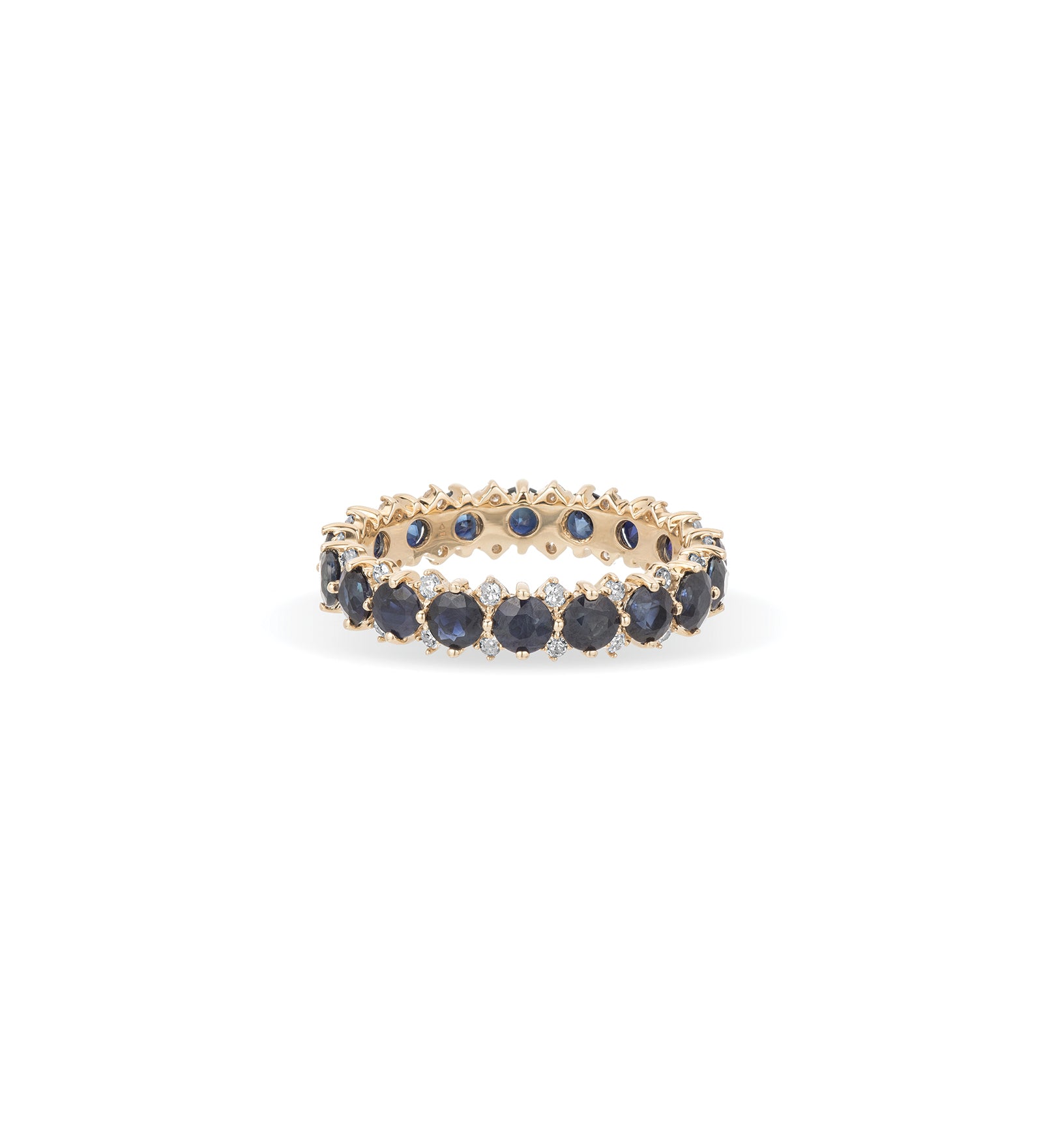 Diamond Stone Eternity Ring 14k Yellow Gold, Diamond, Sapphire / 7