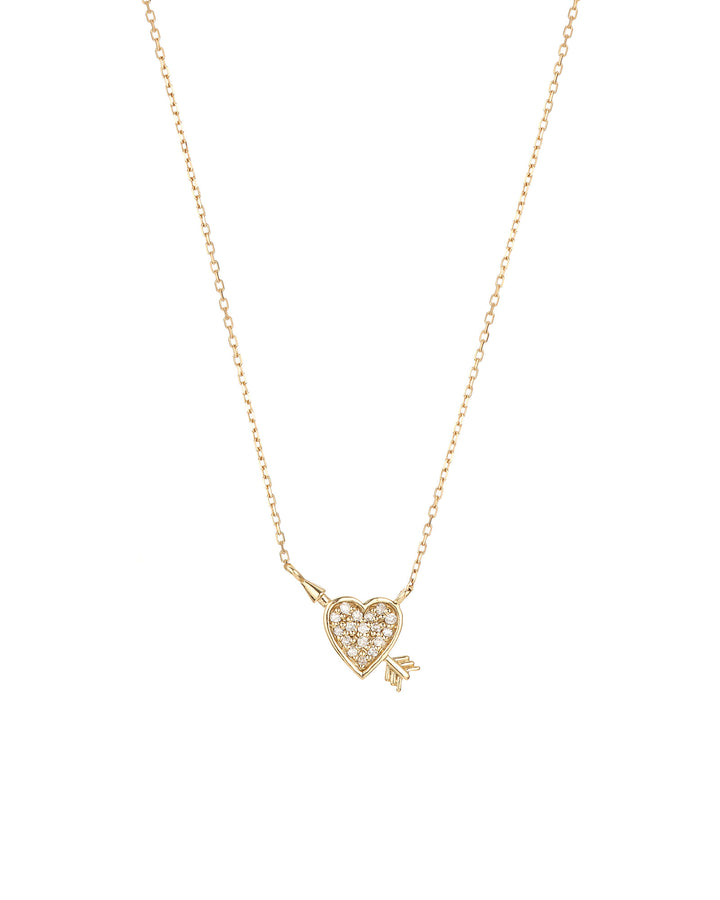 Adina Reyter-Tiny Pavé Heart + Arrow Necklace-Necklaces-14k Yellow Gold, Diamond-Blue Ruby Jewellery-Vancouver Canada