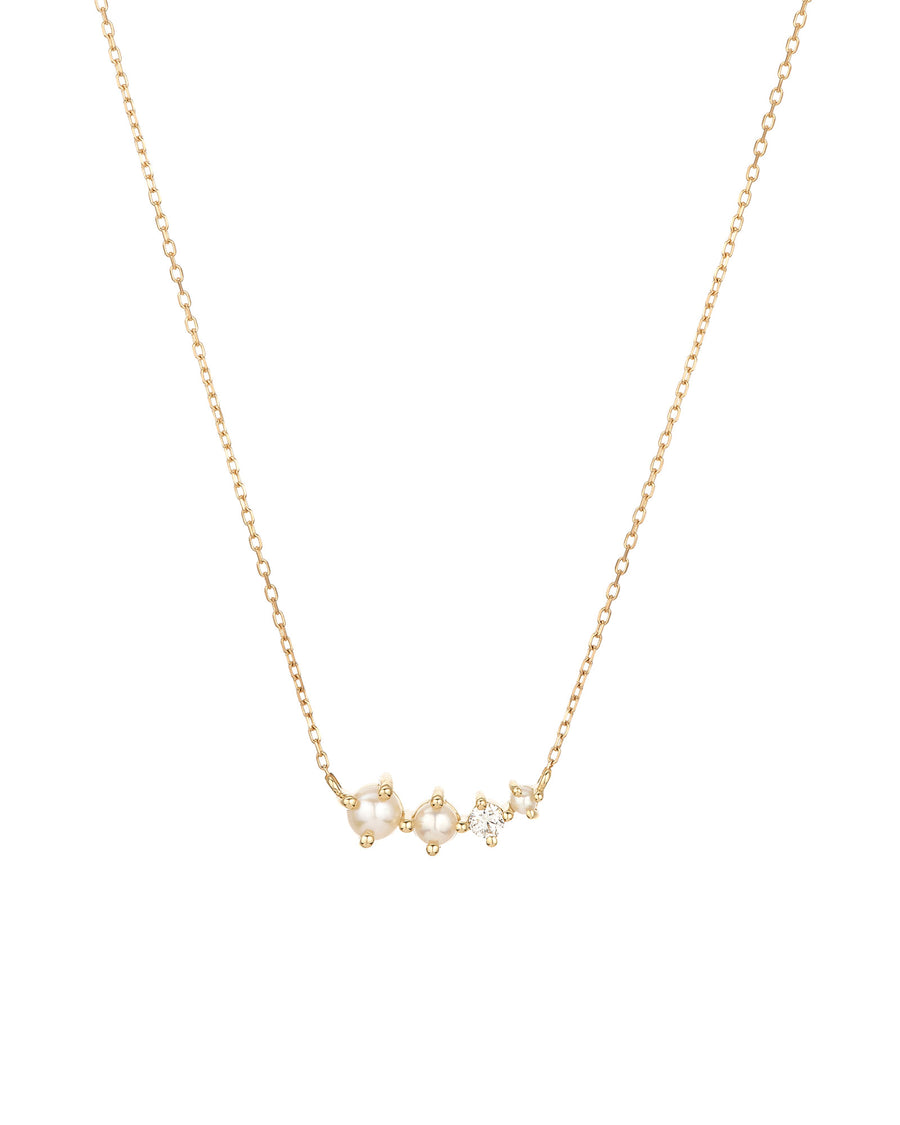Adina Reyter-Graduated Pearl + Diamond Curve Necklace-Necklaces-14k Yellow Gold, Diamond-Blue Ruby Jewellery-Vancouver Canada