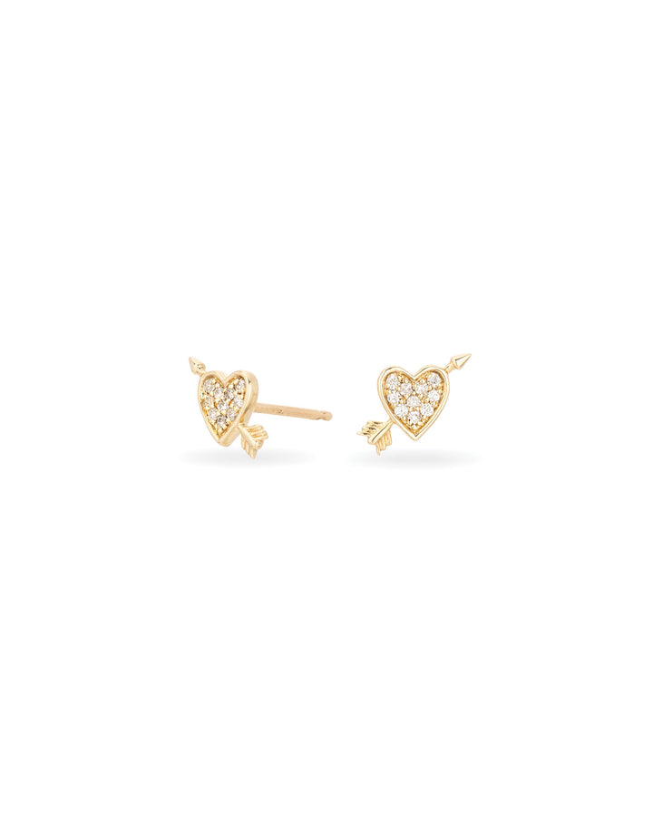 Adina Reyter-Tiny Pavé Heart + Arrow Studs-Earrings-14K Yellow Gold-Blue Ruby Jewellery-Vancouver Canada