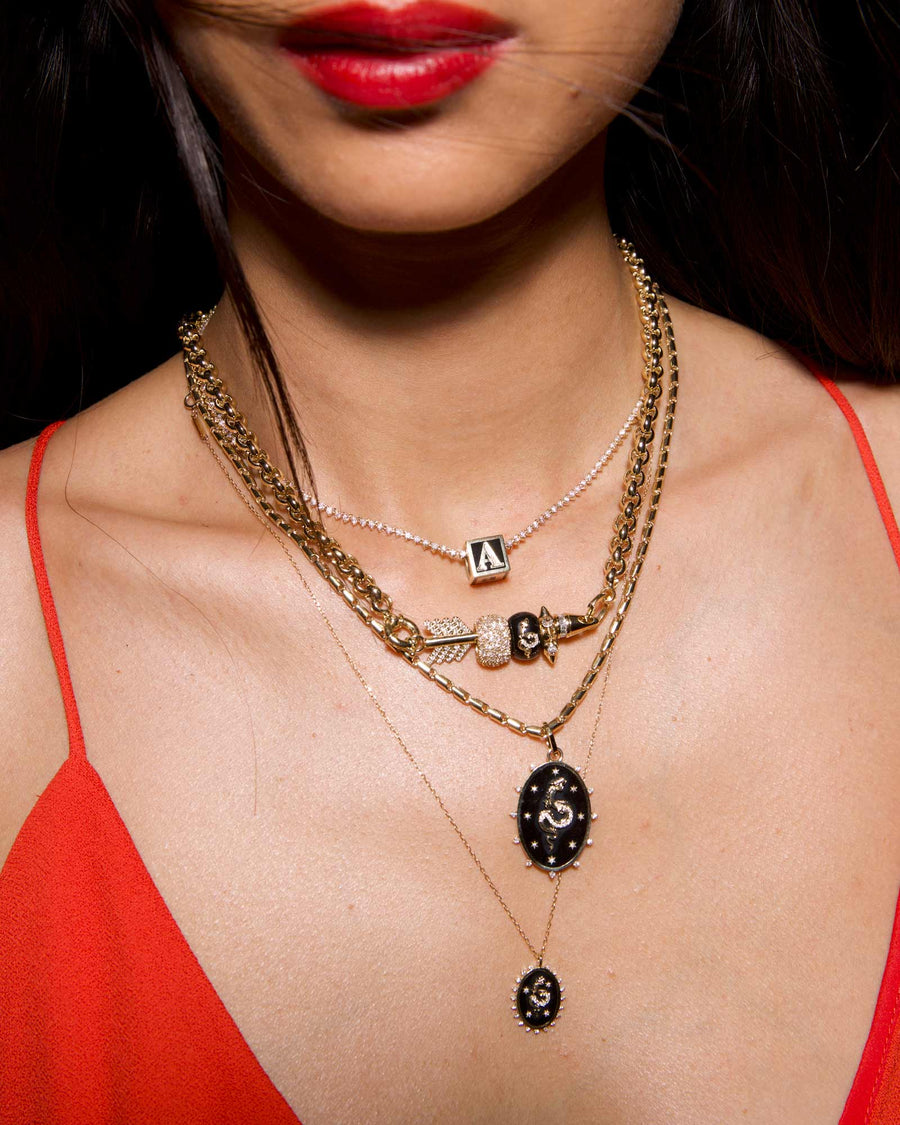 Adina Reyter-Ceramic + Diamond Dragon Necklace-Necklaces-14k Yellow Gold, Diamond-Blue Ruby Jewellery-Vancouver Canada