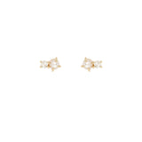 Pearl + Diamond Amigos Studs 14k Yellow Gold, Diamond