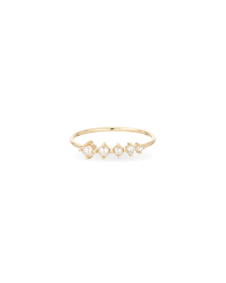 Adina Reyter-Graduated Pearl + Diamond Stacking Ring-Rings-14k Yellow Gold, Diamond-5-Blue Ruby Jewellery-Vancouver Canada