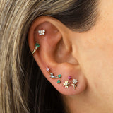 Adina Reyter-Tiny Diamond Clover Studs-Earrings-14k Yellow Gold, Diamond-Blue Ruby Jewellery-Vancouver Canada