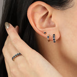 Adina Reyter-Sapphire + Diamond Rounds J Hoops-Earrings-Blue Ruby Jewellery-Vancouver Canada