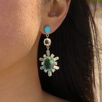 Atelier Mon-Starburst Drop Studs-Earrings-14k Gold Plated, Chalcedony-Blue Ruby Jewellery-Vancouver Canada