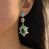 Atelier Mon-Starburst Drop Studs-Earrings-14k Gold Plated, Chalcedony-Blue Ruby Jewellery-Vancouver Canada