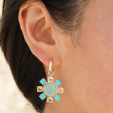 Atelier Mon-Stone Flower Huggies-Earrings-14k Gold Plated, Chalcedony-Blue Ruby Jewellery-Vancouver Canada