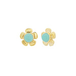 Atelier Mon-Daisy Stone Studs-Earrings-14k Gold Plated, Aqua Chalcedony-Blue Ruby Jewellery-Vancouver Canada