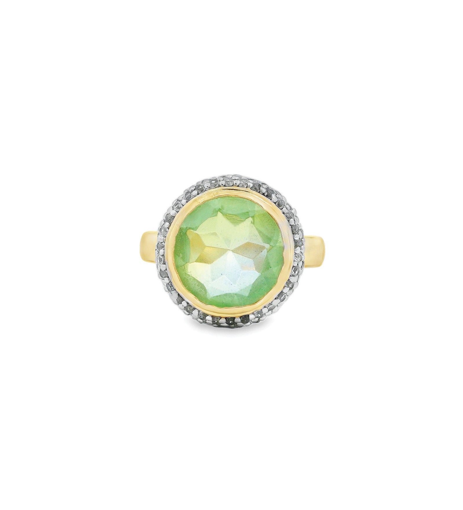 Atelier Mon-Stone Side Pave Ring-Rings-14k Gold Plated, Natural Crystal Aqua Doublet-5-Blue Ruby Jewellery-Vancouver Canada