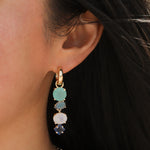 Atelier Mon-4 Mixed Stone Drop Huggies-Earrings-14k Gold Plated, Aqua Chalcedony-Blue Ruby Jewellery-Vancouver Canada