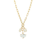 Atelier Mon-Heart Crystal Cluster Paperclip Necklace-Necklaces-14k Gold Plated, White Pearl-Blue Ruby Jewellery-Vancouver Canada