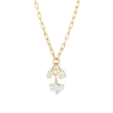 Atelier Mon-Heart Crystal Cluster Paperclip Necklace-Necklaces-14k Gold Plated, White Pearl-Blue Ruby Jewellery-Vancouver Canada