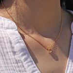 Oval Stone Necklace 14k Gold Plated, Yellow Hydro Quartz