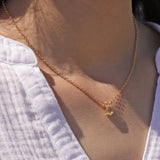 Oval Stone Necklace 14k Gold Plated, Yellow Hydro Quartz