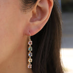 Atelier Mon-Five Stone Drop Hooks-Earrings-14k Gold Plated, Hydro London Blue Topaz-Blue Ruby Jewellery-Vancouver Canada