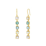 Atelier Mon-Five Stone Drop Hooks-Earrings-14k Gold Plated, Hydro London Blue Topaz-Blue Ruby Jewellery-Vancouver Canada