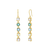 Atelier Mon-Five Stone Drop Hooks-Earrings-14k Gold Plated, Hydro London Blue Topaz-Blue Ruby Jewellery-Vancouver Canada