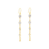 Mix CZ Chain Drop Hooks 14k Gold Plated, Cubic Zirconia