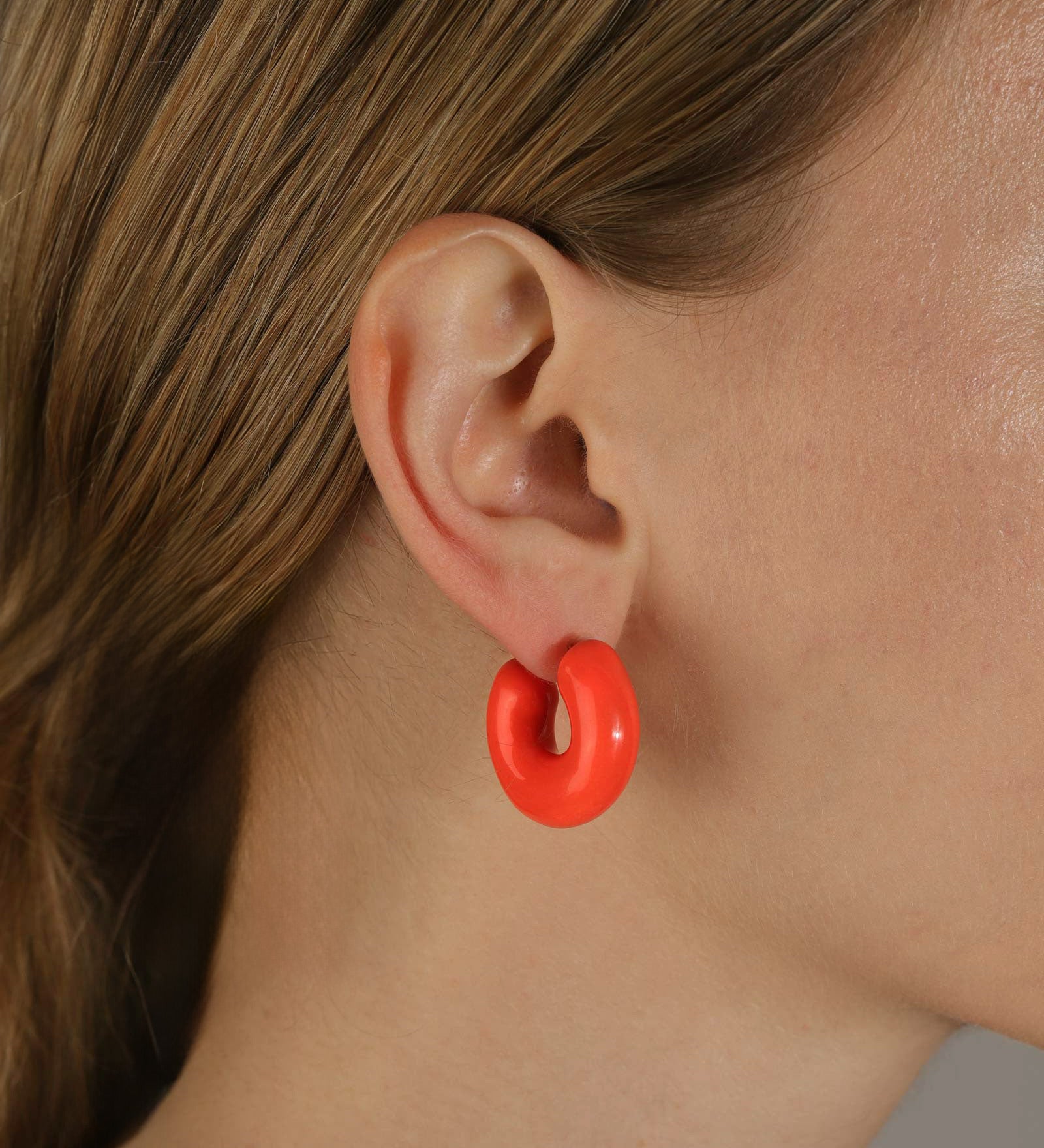 Enamel Hoops | 25mm 18k Gold Plated, Orange Enamel