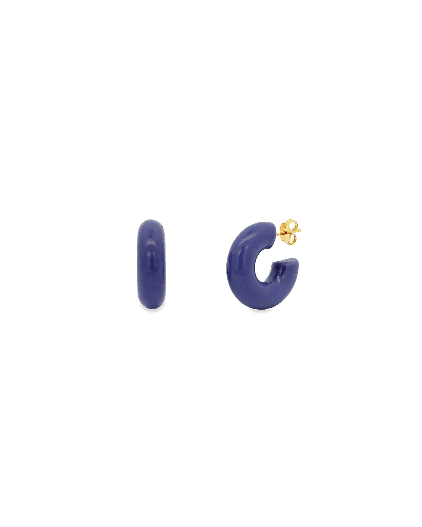 Baseline-Enamel Hoops | 25mm-Earrings-18k Gold Plated, Purple Enamel-Blue Ruby Jewellery-Vancouver Canada