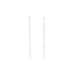 5 Pearl Station Drop Studs 18k Gold Plated, White Pearl