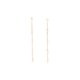 5 Pearl Station Drop Studs 18k Gold Plated, White Pearl