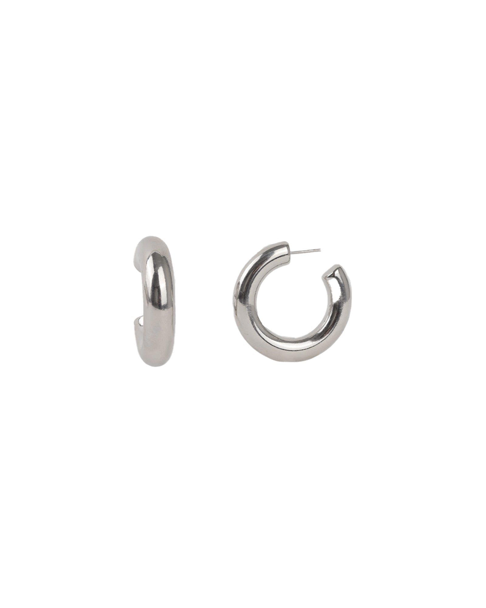 Baseline-Chubby Hoops | 40mm-Earrings-Rhodium Plated-Blue Ruby Jewellery-Vancouver Canada