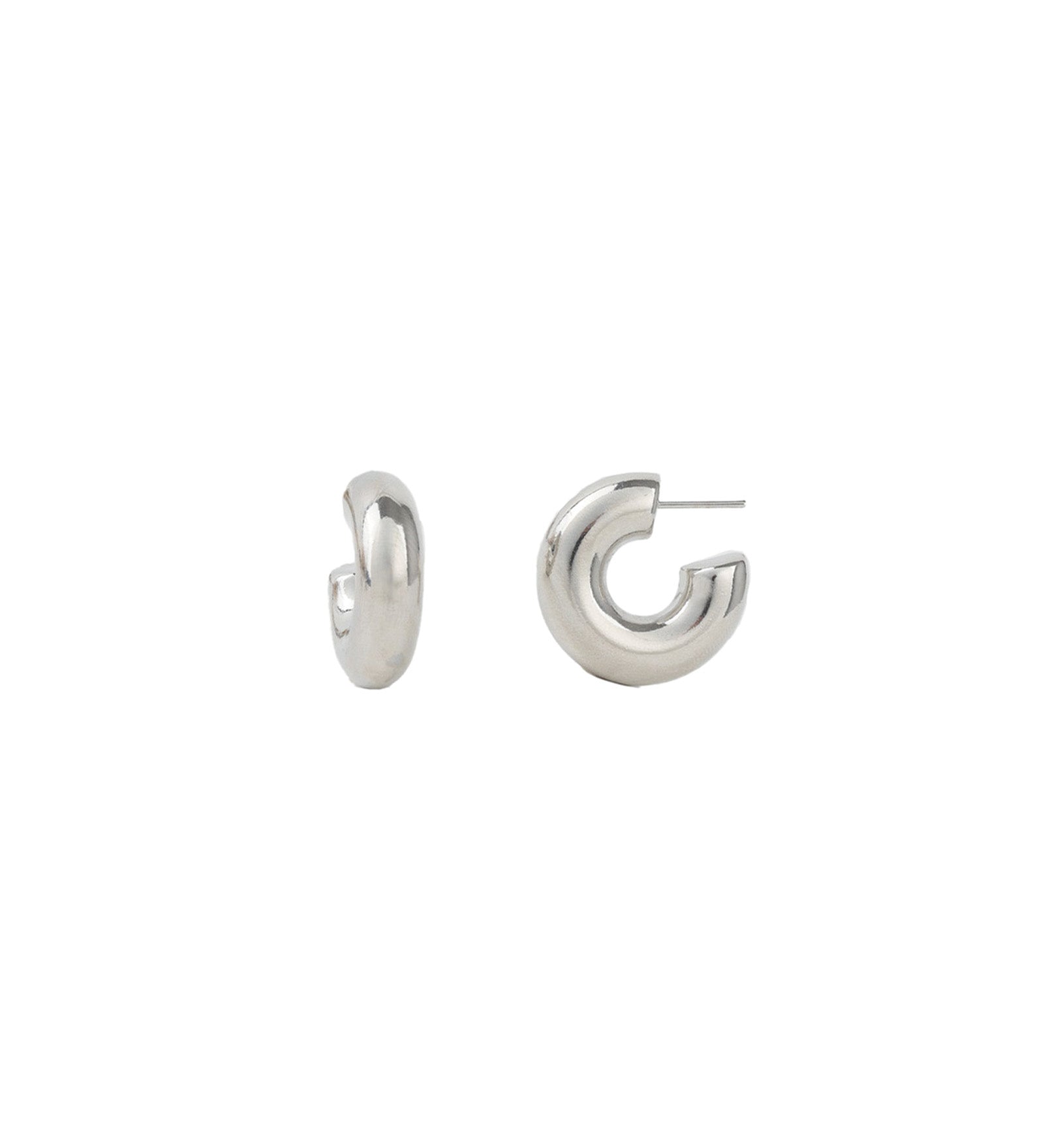 Baseline-Chubby Hoops | 25mm-Earrings-Rhodium Plated-Blue Ruby Jewellery-Vancouver Canada