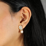 Small Shell Pearl Studs 18k Gold Plated, White Pearl