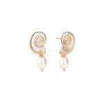 Baseline-Small Shell Pearl Studs-Earrings-18k Gold Plated, White Pearl-Blue Ruby Jewellery-Vancouver Canada