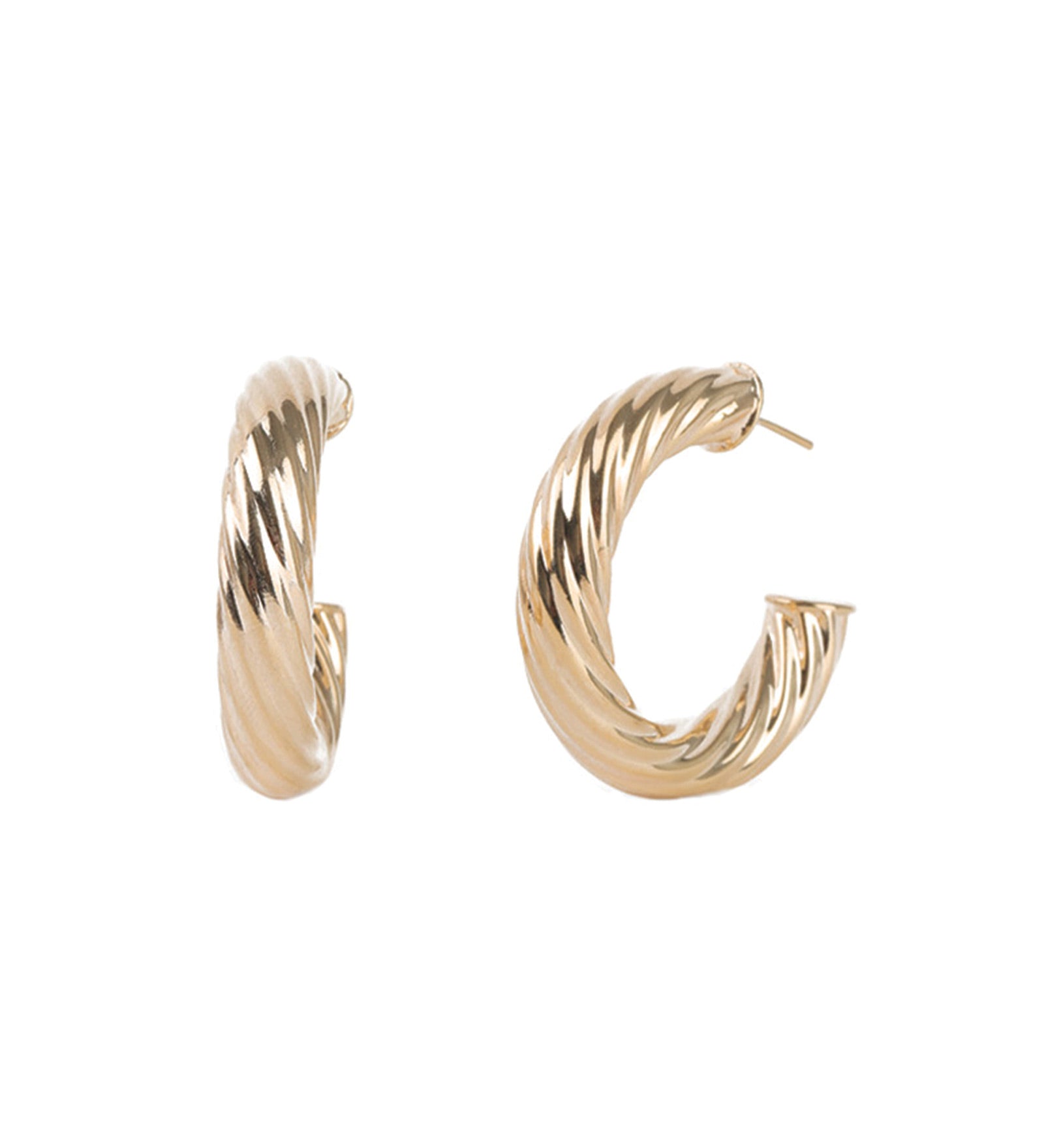 Baseline-Twist Hoops | 38mm-Earrings-18k Gold Plated-Blue Ruby Jewellery-Vancouver Canada