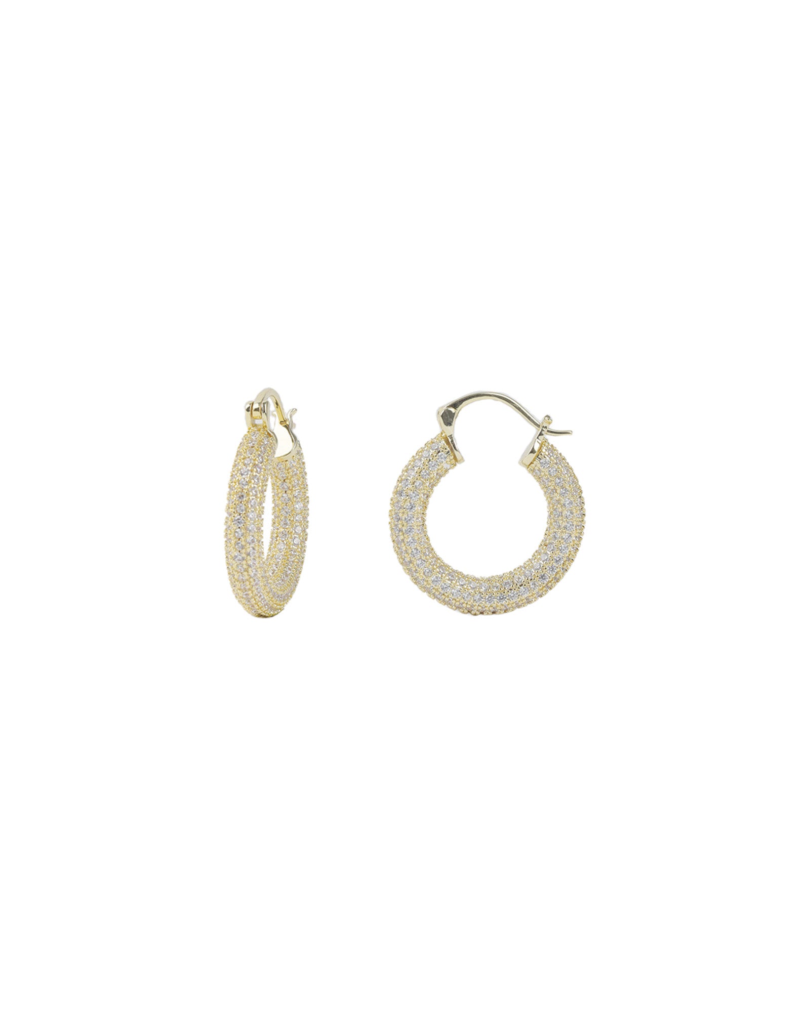 Baseline-Pavé Hoops | 29mm-Earrings-18k Gold Plated, Cubic Zirconia-Blue Ruby Jewellery-Vancouver Canada