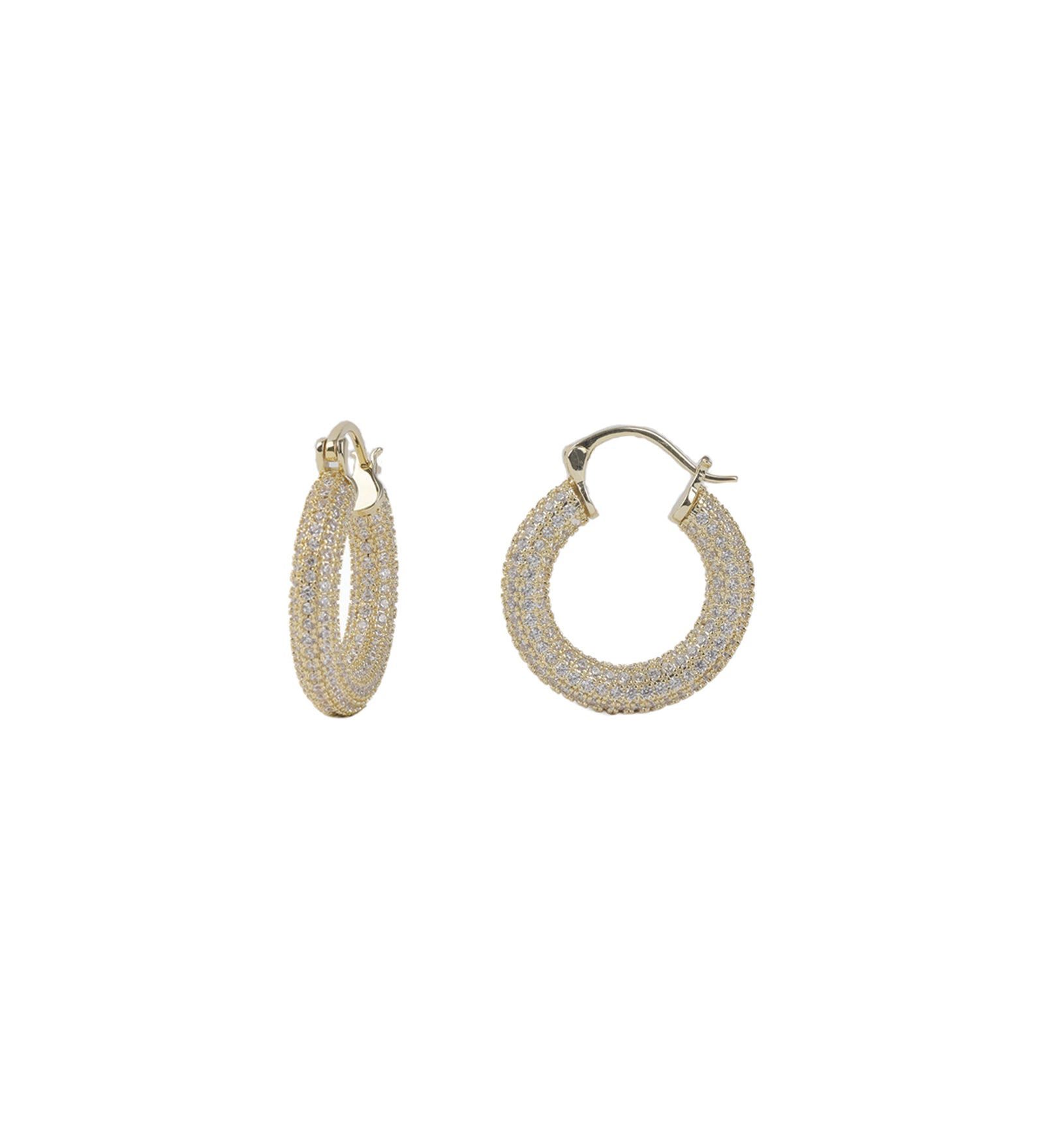 Baseline-Pavé Hoops | 29mm-Earrings-18k Gold Plated, Cubic Zirconia-Blue Ruby Jewellery-Vancouver Canada