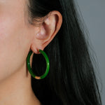 Enamel Hinge Hoops | 38mm 18k Gold Plated, Green Enamel