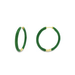 Baseline-Enamel Hinge Hoops | 38mm-Earrings-18k Gold Plated, Green Enamel-Blue Ruby Jewellery-Vancouver Canada
