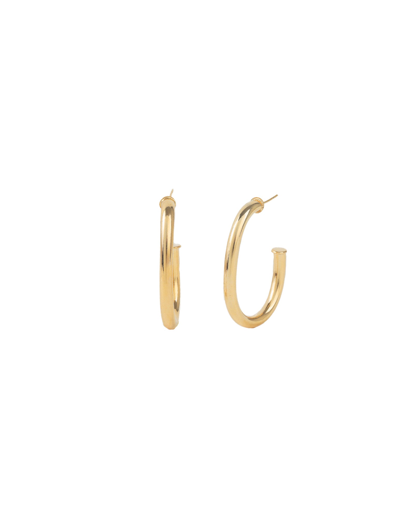 Baseline-Oval Hoops | 43mm-Earrings-18k Gold Plated-Blue Ruby Jewellery-Vancouver Canada
