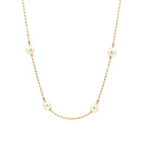 Pearl Station Necklace 18k Gold Plated, White Pearl