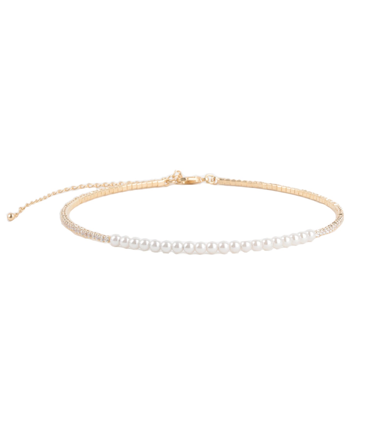 Baseline-Pearl CZ Choker-Necklaces-18k Gold Plated, Cubic Zirconia-Blue Ruby Jewellery-Vancouver Canada
