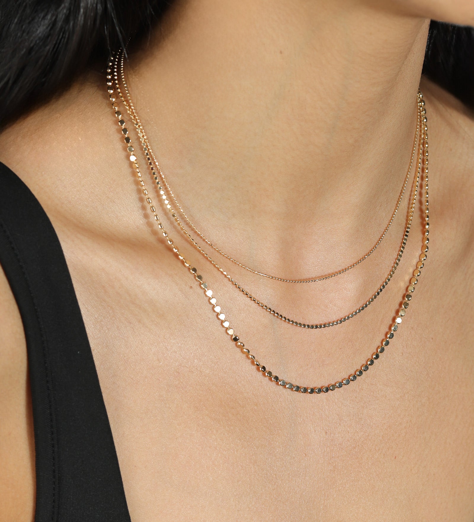 3 Row Ball Disc Necklace 18k Gold Plated