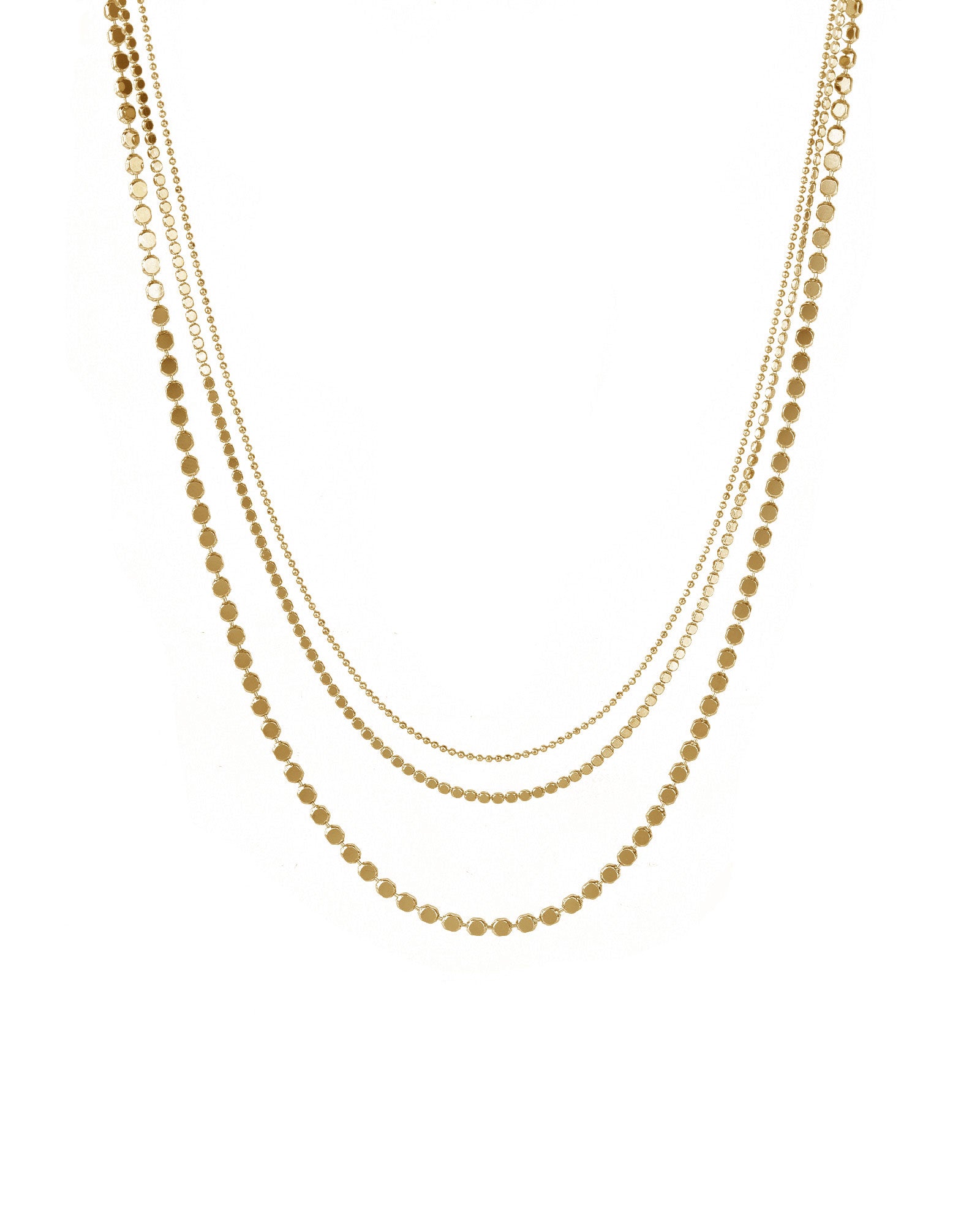 Baseline-3 Row Ball Disc Necklace-Necklaces-18k Gold Plated-Blue Ruby Jewellery-Vancouver Canada