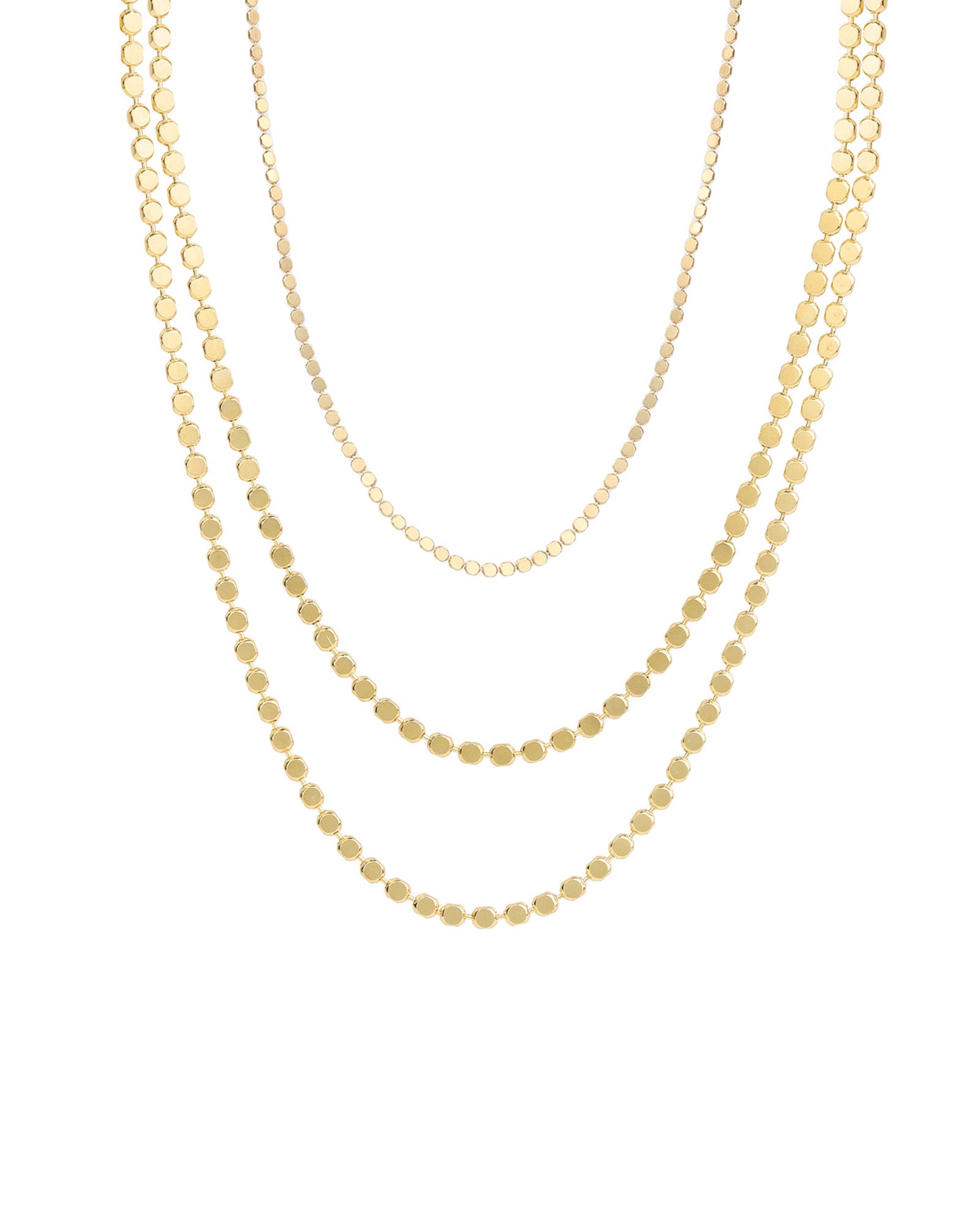 Baseline-3 Row Ball Disc Necklace-Necklaces-18k Gold Plated-Blue Ruby Jewellery-Vancouver Canada