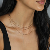 3 Row Ball Station Necklace 18k Gold Plated