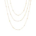 Baseline-3 Row Ball Station Necklace-Necklaces-18k Gold Plated-Blue Ruby Jewellery-Vancouver Canada