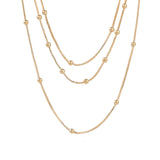 Baseline-3 Row Ball Station Necklace-Necklaces-18k Gold Plated-Blue Ruby Jewellery-Vancouver Canada