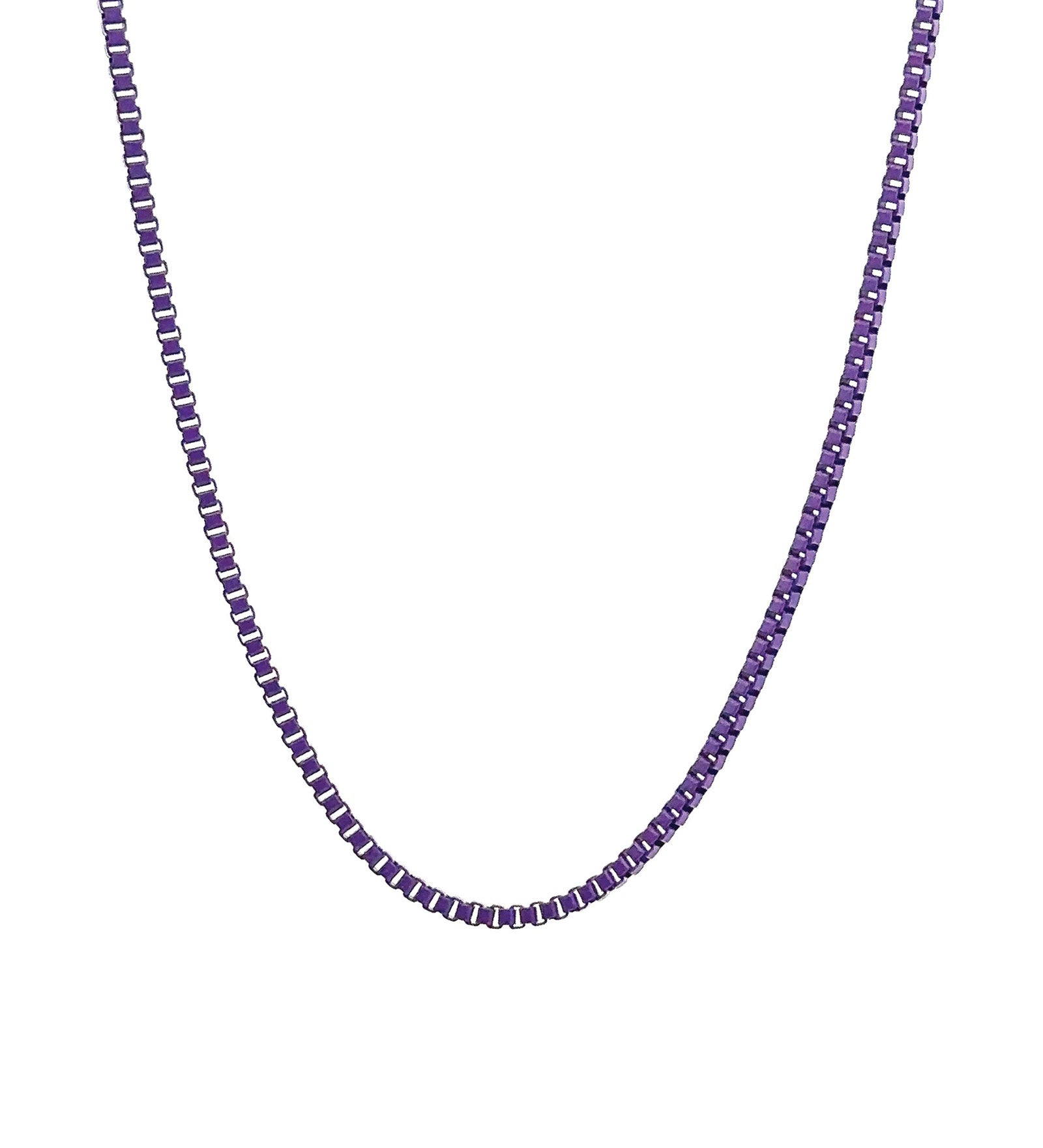 Box Enamel Necklace 18k Gold Plated, Purple Enamel
