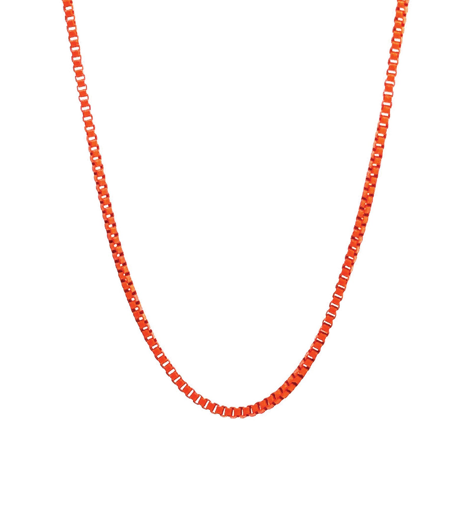 Box Enamel Necklace 18k Gold Plated, Orange Enamel