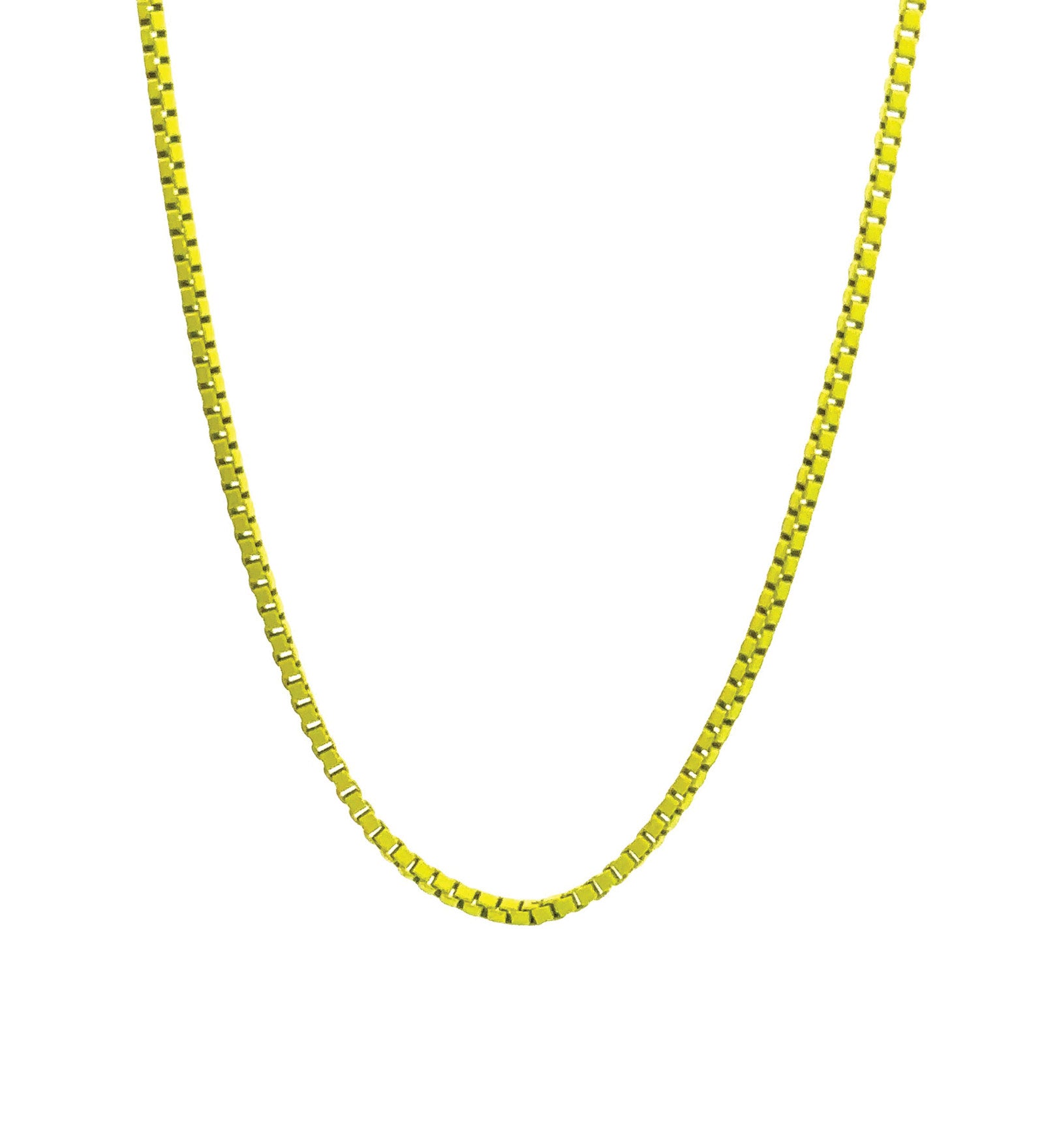 Box Enamel Necklace 18k Gold Plated, Neon Yellow Enamel